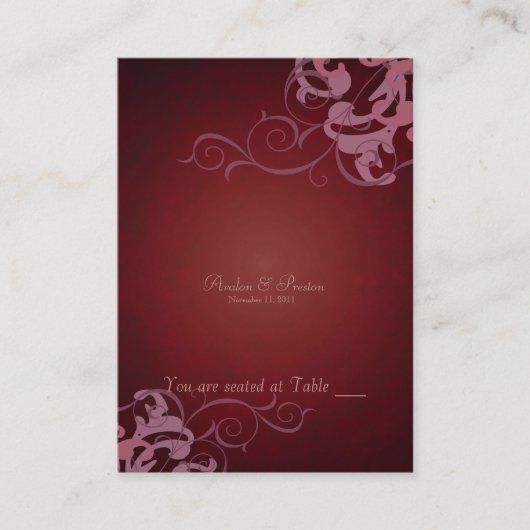 Carte De Placement Table de défilement rouge et rose Noble (Devant)