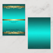 Carte De Placement Table de défilement Turquoise et or Grand Duchess (Devant / Derrière)