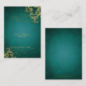 Carte De Placement Table de défilement vert et or Noble (Devant / Derrière)