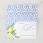 Carte De Placement Table de fête prénuptiale en carrelage bleu Posita (Extérieur déplié)