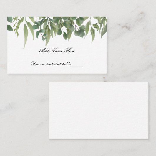 Carte De Placement Table de feuillage vert Feuille rustique (Devant / Derrière)