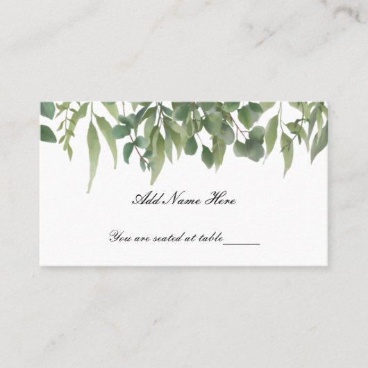 Carte De Placement Table de feuillage vert Feuille rustique (Devant)