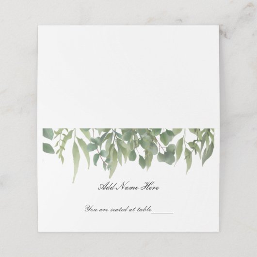 Carte De Placement Table de feuillage vert Feuille rustique (Extérieur déplié)