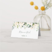 Carte De Placement Table de mariage à l'aquarelle avec verdure et ros (Devant)