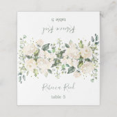 Carte De Placement Table de mariage aquarelle verdure, roses crème (Extérieur déplié)