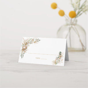 Carte De Placement Table de mariage bohème dorée et verte