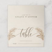 Carte De Placement Table de mariage bohème terrien à herbe de Pampa (Extérieur déplié)