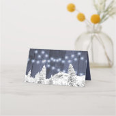Carte De Placement Table de mariage campagnard rustique bleu hiver (Dos)