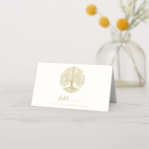 Carte De Placement Table de mariage celtique Crème et Or de l'Arbre d