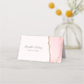 Carte De Placement Table de mariage chic rose poudré or agate (Dos)