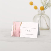 Carte De Placement Table de mariage chic rose poudré or agate (Devant)