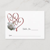 Carte De Placement Table de Mariage de coeur Rose blanche (Devant)