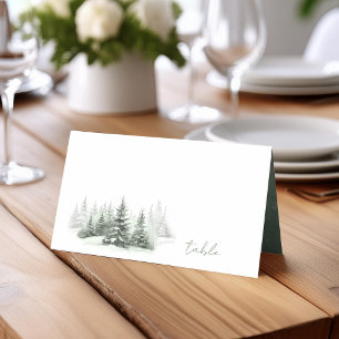 Carte De Placement Table de mariage d'hiver rustique Forest Green ID1