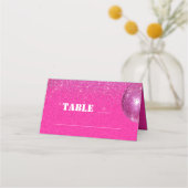 Carte De Placement Table de mariage disco chic rose pailleté (Devant)