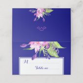 Carte De Placement Table de mariage fleurie de prune violette marine (Extérieur déplié)