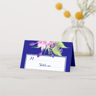 Carte De Placement Table de mariage fleurie de prune violette marine