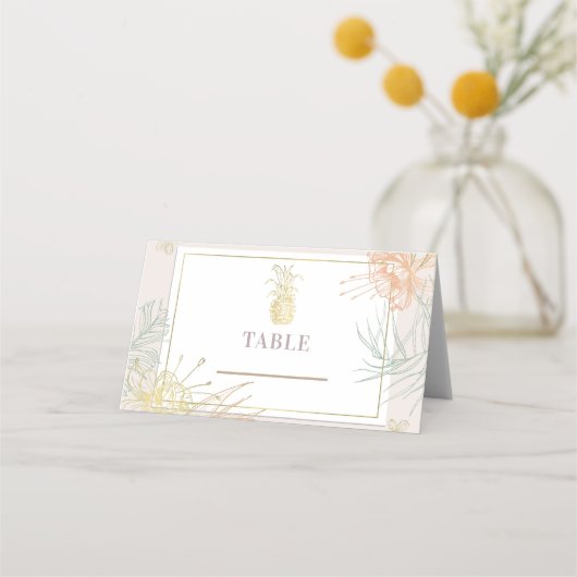 Carte De Placement Table de mariage floral botanique tropical élégant (Devant)