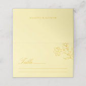 Carte De Placement Table de mariage floral jaune moderne (Extérieur déplié)