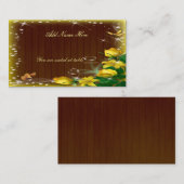 Carte De Placement Table de Mariage Floral Jaune Rustique en Bois fon (Devant / Derrière)