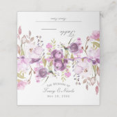 Carte De Placement Table de Mariage Floral Lavender Violet Lilac (Extérieur déplié)