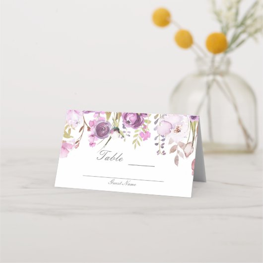 Carte De Placement Table de Mariage Floral Lavender Violet Lilac (Dos)