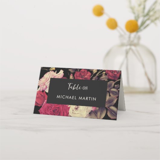 Carte De Placement Table de Mariage floral moody romantique (Devant)