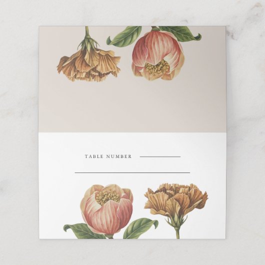 Carte De Placement Table de Mariage floral rustique chic (Extérieur déplié)
