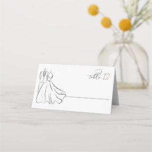 Carte De Placement Table de mariage minimaliste noir et blanc avec éc