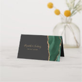 Carte De Placement Table de mariage moderne émeraude vert agate or (Dos)