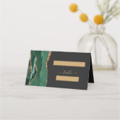 Carte De Placement Table de mariage moderne émeraude vert agate or (Devant)