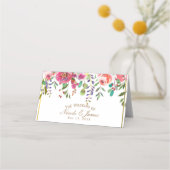 Carte De Placement Table de mariage moderne fleurs floraux aquarelle (Devant)