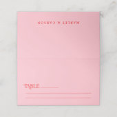 Carte De Placement Table de mariage rétro moderne rose et rouge (Extérieur déplié)
