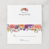 Carte De Placement Table de Mariage rouge floral rouge Bourgogne (Extérieur déplié)