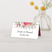 Carte De Placement Table de Mariage rouge rose pâle et foncé (Devant)