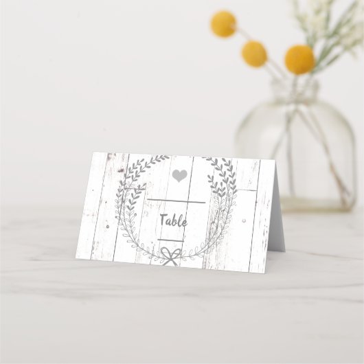 Carte De Placement Table de mariage rustique en bois blanc Siège Assi (Devant)