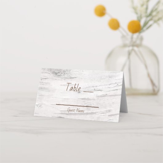 Carte De Placement Table de mariage rustique en bois de bouleau blanc (Devant)
