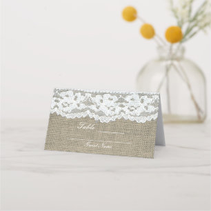 Carte De Placement Table de mariage rustique simple en toile de jute