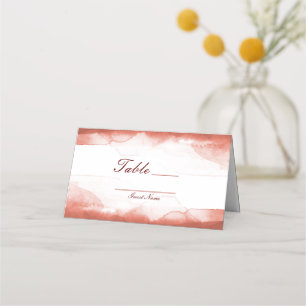 Carte De Placement Table d'eau en argile aquarelle Rouge Rouille Numé