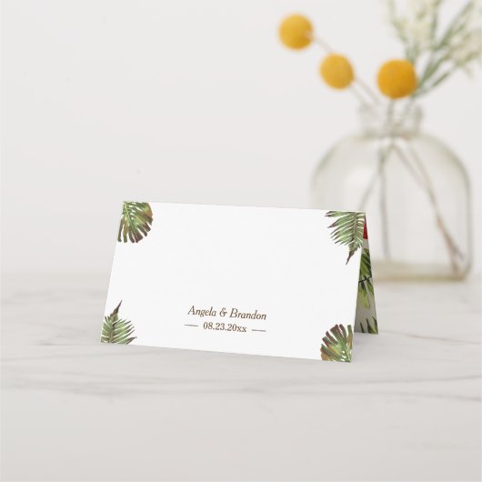 Carte De Placement Table des Mariages d'été des ananas Feuille tropic (Dos)