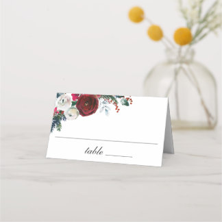 Carte De Placement Table des Mariages Rose du feuillage de Bourgogne