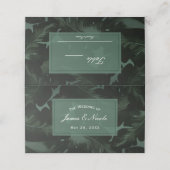 Carte De Placement Table Feuille Green & Black Chic Tropical Siège (Extérieur déplié)