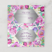 Carte De Placement Table Florale moderne violet rose brillant Siège (Extérieur déplié)