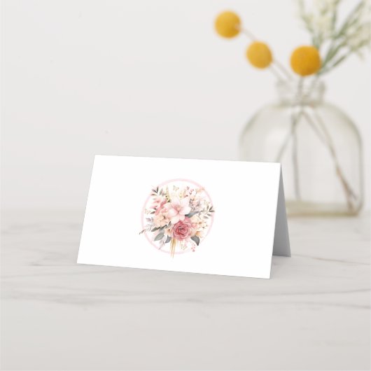 Carte De Placement Table Mariage à papillon rose et or (Dos)