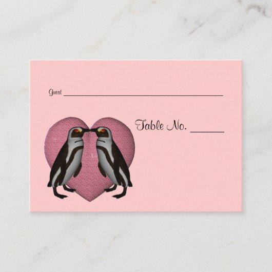 Carte De Placement Table Mariage de pingouins baisants (Devant)