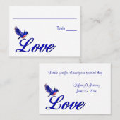 Carte De Placement Table Mariage Love Bluebird (Devant / Derrière)