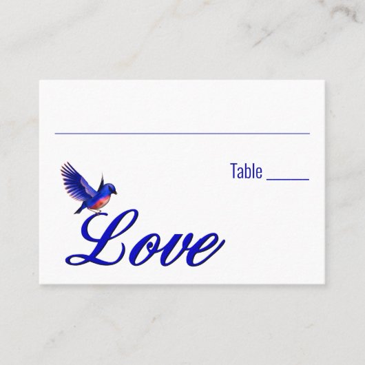 Carte De Placement Table Mariage Love Bluebird (Devant)