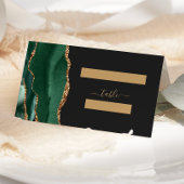 Carte De Placement Table Mariage moderne Emerald Green Gold Agate