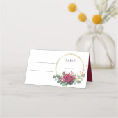 Carte De Placement Table Mariage Rose rouge et Anneaux or (Dos)
