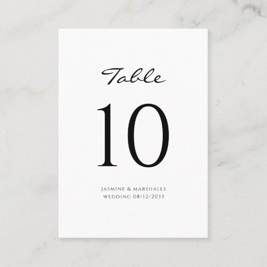Carte De Placement table mariage simple moderne (Devant)