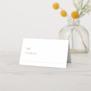 Carte De Placement Table minimaliste de Mariage blanc d'or neutre